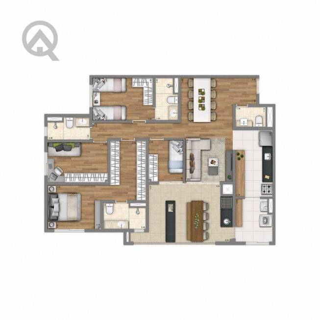 Foto 2 de Apartamento com 4 Quartos à venda, 121m² em Nova Campinas, Campinas