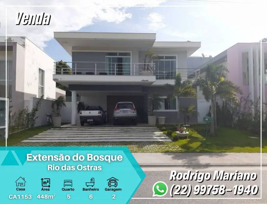 Foto 1 de Casa de Condomínio com 5 Quartos à venda, 370m² em Extensão do Bosque, Rio das Ostras