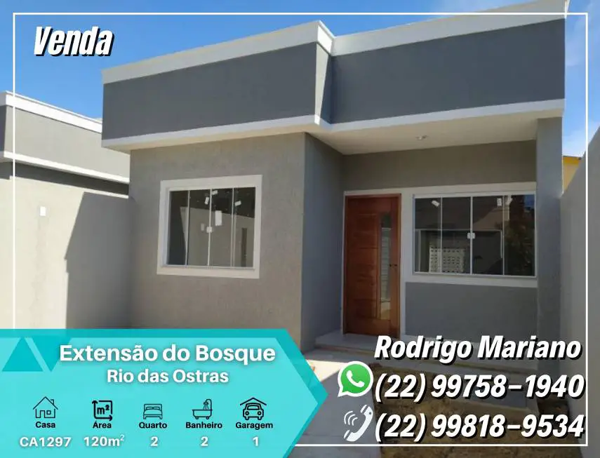 Foto 1 de Casa com 2 Quartos à venda, 67m² em Extensão do Bosque, Rio das Ostras