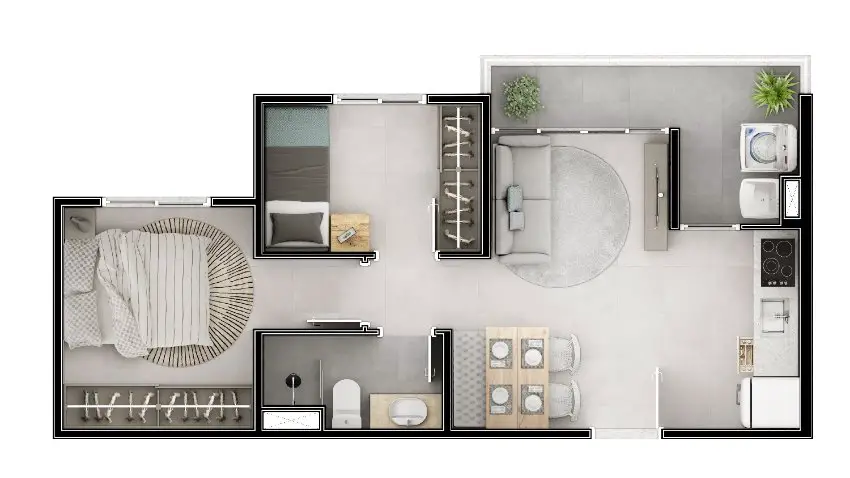 Foto 3 de Apartamento com 2 Quartos à venda, 41m² em Presidente Altino, Osasco