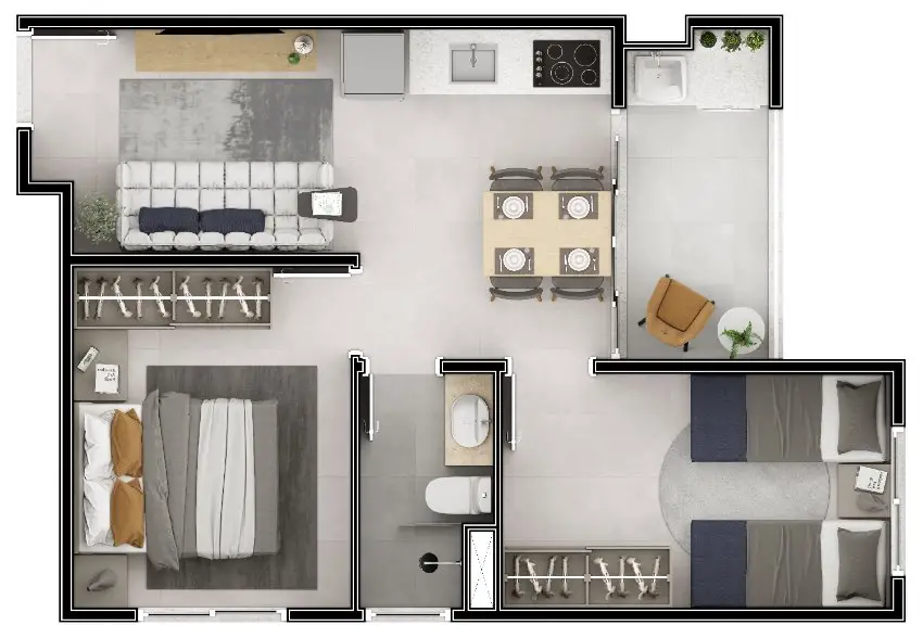 Foto 4 de Apartamento com 2 Quartos à venda, 41m² em Presidente Altino, Osasco