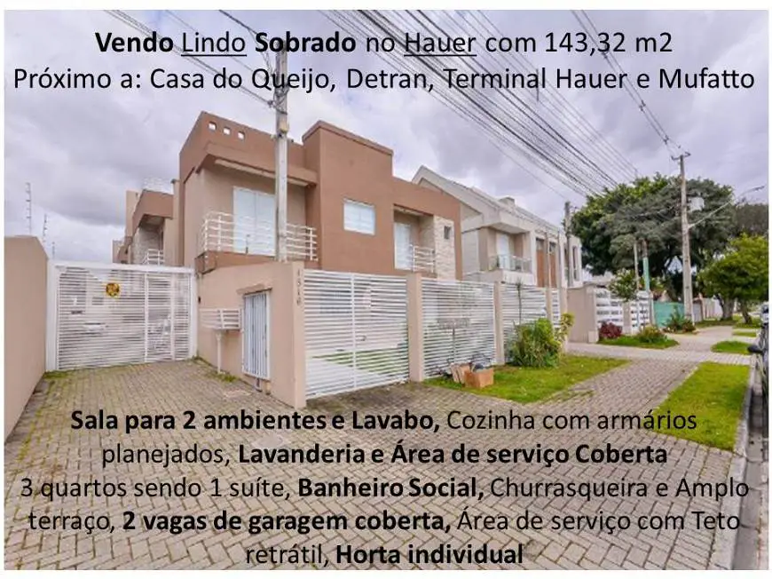 Foto 1 de Sobrado com 3 Quartos à venda, 143m² em Hauer, Curitiba