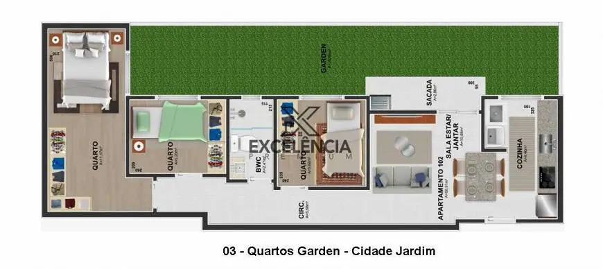 Foto 1 de Apartamento com 3 Quartos à venda, 56m² em Cidade Jardim, São José dos Pinhais