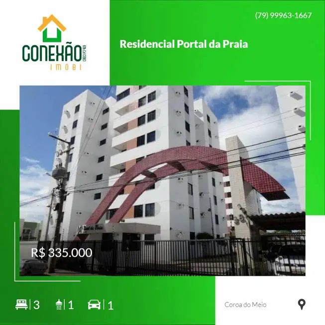 Foto 1 de Apartamento com 3 Quartos à venda, 82m² em Coroa do Meio, Aracaju