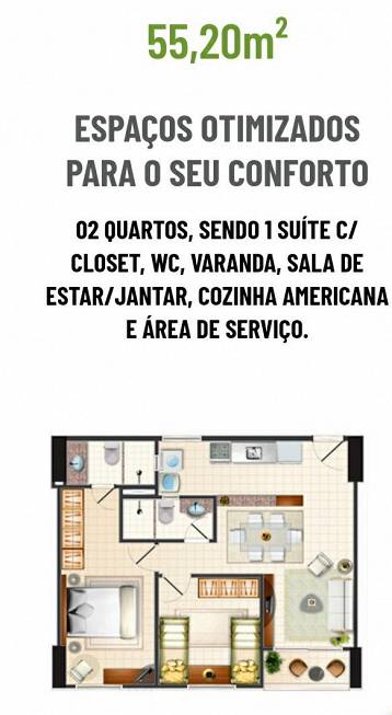 Foto 5 de Apartamento com 2 Quartos à venda, 55m² em Centro, Fortaleza