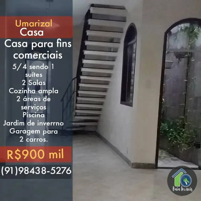 Foto 1 de Sobrado com 5 Quartos à venda, 270m² em Umarizal, Belém