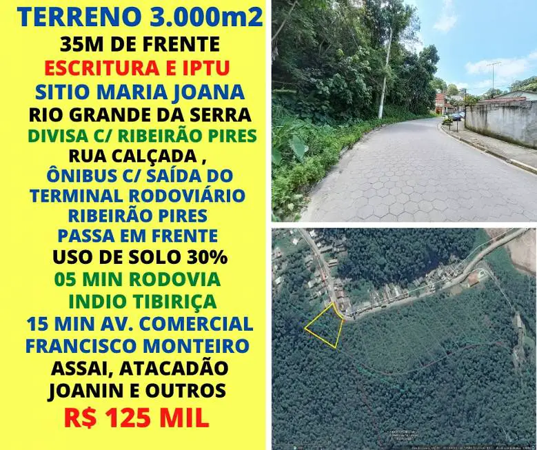 Foto 1 de Lote/Terreno à venda, 3000m² em Vila Figueiredo, Rio Grande da Serra