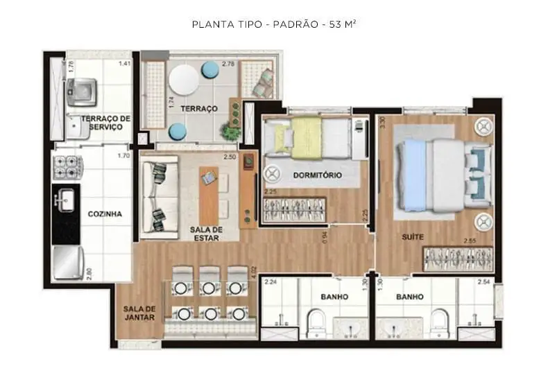 Foto 3 de Apartamento com 2 Quartos à venda, 55m² em Alto Da Boa Vista, São Paulo