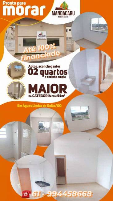 Foto 1 de Apartamento com 2 Quartos à venda, 54m² em Parque da Barragem Setor 12, Águas Lindas de Goiás