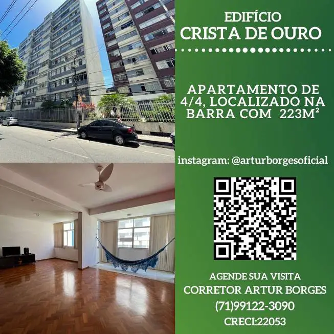 Foto 1 de Apartamento com 4 Quartos à venda, 223m² em Barra, Salvador