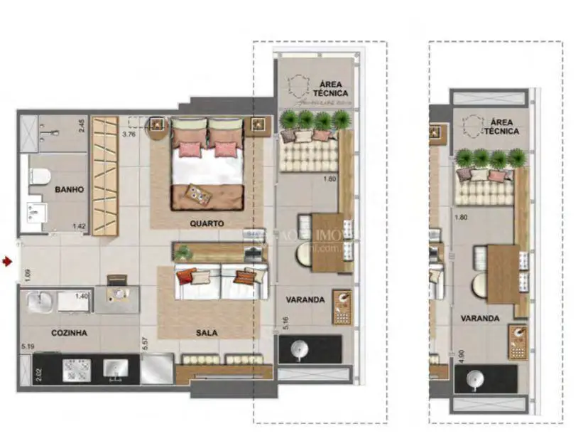Foto 2 de Apartamento com 1 Quarto à venda, 40m² em Enseada do Suá, Vitória