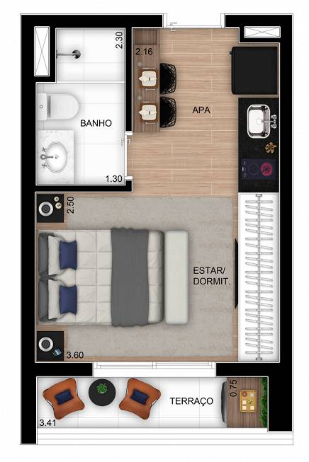 Foto 3 de Apartamento com 1 Quarto à venda, 25m² em Belenzinho, São Paulo