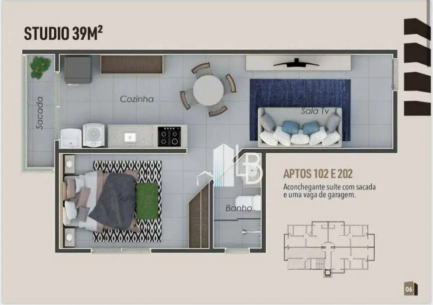 Foto 1 de Apartamento com 1 Quarto à venda, 39m² em Santa Mônica, Uberlândia