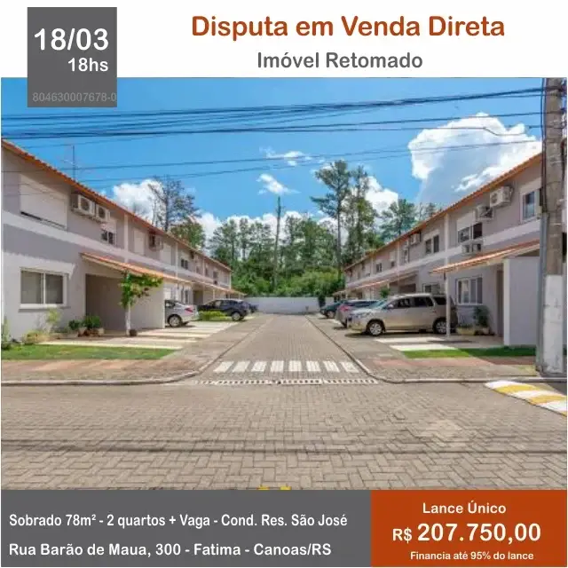 Foto 1 de Casa de Condomínio com 2 Quartos à venda, 78m² em Fátima, Canoas