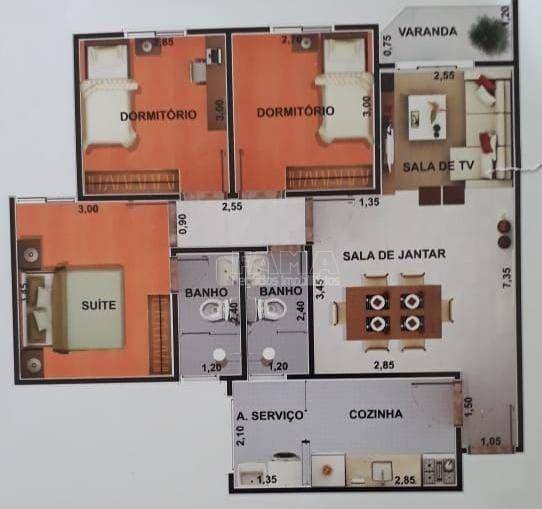 Foto 2 de Apartamento com 3 Quartos à venda, 78m² em Jardim Vista Alegre, Paulínia