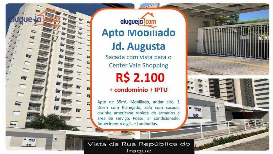 Foto 1 de Apartamento com 1 Quarto para alugar, 35m² em Jardim Augusta, São José dos Campos
