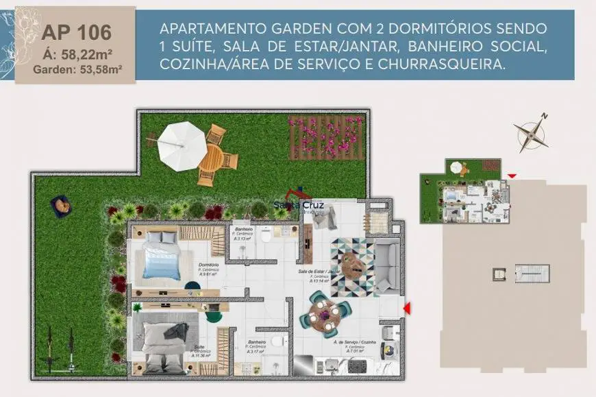 Foto 1 de Apartamento com 2 Quartos à venda, 58m² em Cachoeira do Bom Jesus, Florianópolis