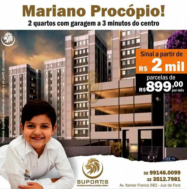 Foto 1 de Apartamento com 2 Quartos à venda, 47m² em Mariano Procópio, Juiz de Fora