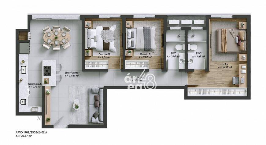 Foto 1 de Apartamento com 3 Quartos à venda, 96m² em Beira Rio, Biguaçu