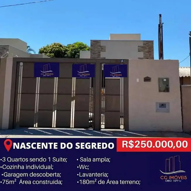Foto 1 de Casa com 3 Quartos à venda, 75m² em Jardim Presidente, Campo Grande