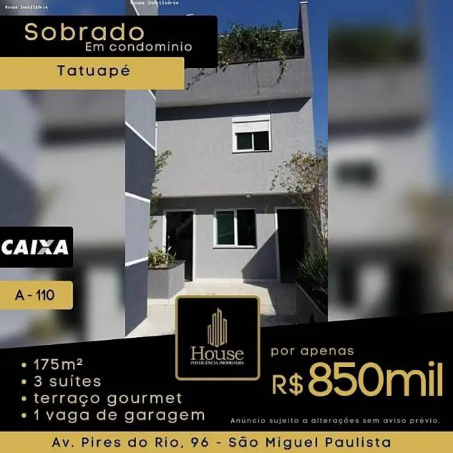 Foto 1 de Casa de Condomínio com 3 Quartos à venda, 175m² em Tatuapé, São Paulo