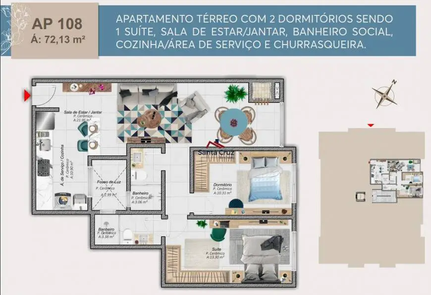 Foto 1 de Apartamento com 2 Quartos à venda, 72m² em Cachoeira do Bom Jesus, Florianópolis