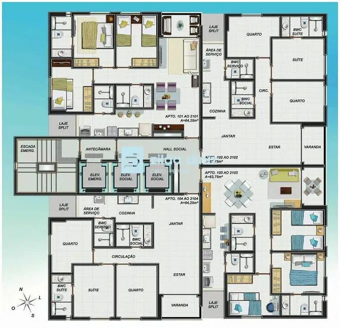 Foto 5 de Apartamento com 3 Quartos à venda, 64m² em Atras da Banca, Petrolina
