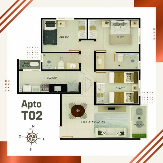 Foto 2 de Apartamento com 1 Quarto à venda, 43m² em Bancários, João Pessoa