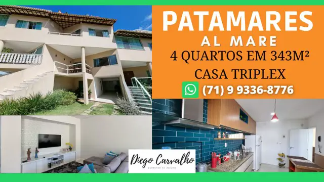 Foto 1 de Casa de Condomínio com 4 Quartos à venda, 343m² em Patamares, Salvador