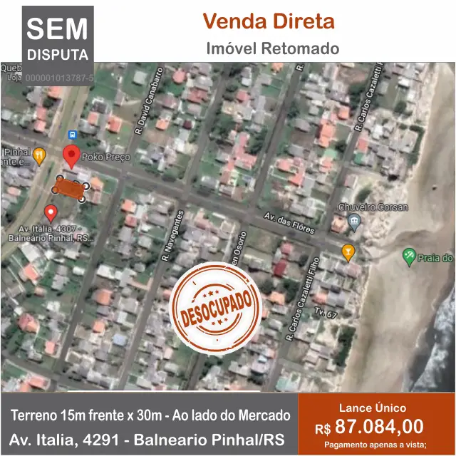 Foto 2 de Lote/Terreno à venda, 450m² em Centro, Balneário Pinhal