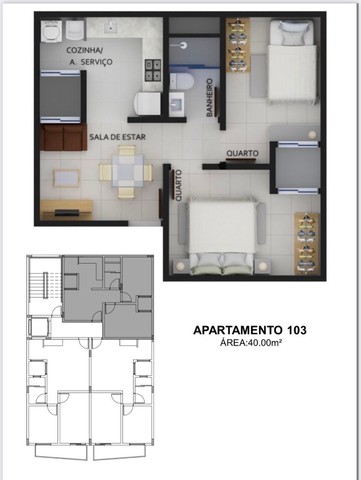 Foto 2 de Apartamento com 2 Quartos à venda, 42m² em Riacho Fundo I, Brasília