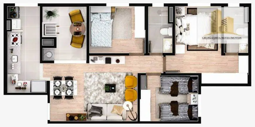Foto 2 de Apartamento com 3 Quartos à venda, 73m² em Conjunto Residencial Trinta e Um de Março, São José dos Campos