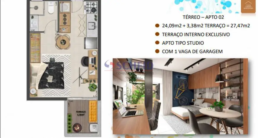Foto 4 de Apartamento com 2 Quartos à venda, 33m² em Jardim Marajoara, São Paulo