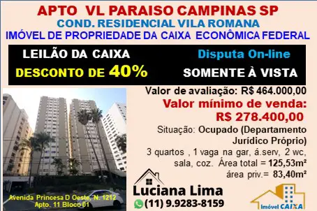 Foto 1 de Apartamento com 3 Quartos à venda, 83m² em Vila Paraíso, Campinas