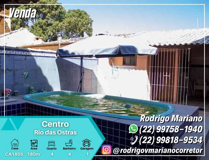 Foto 1 de Casa com 4 Quartos à venda, 180m² em Novo Rio das Ostras, Rio das Ostras