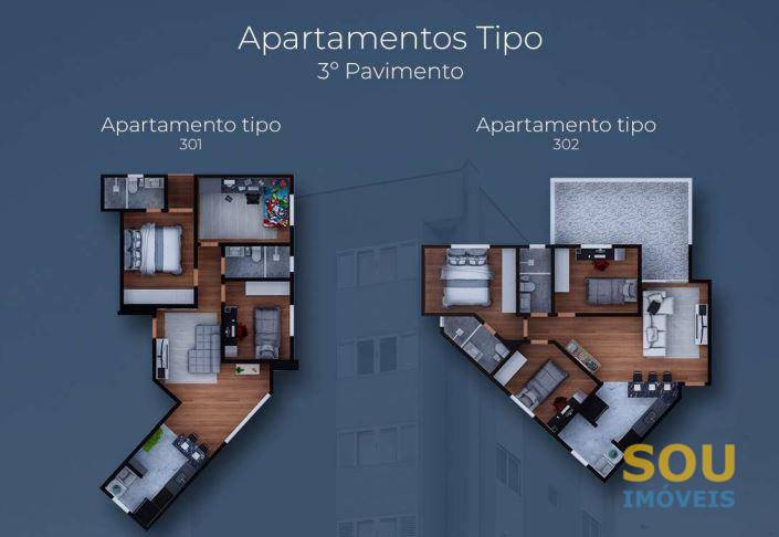 Foto 4 de Apartamento com 3 Quartos à venda, 68m² em Manacás, Belo Horizonte
