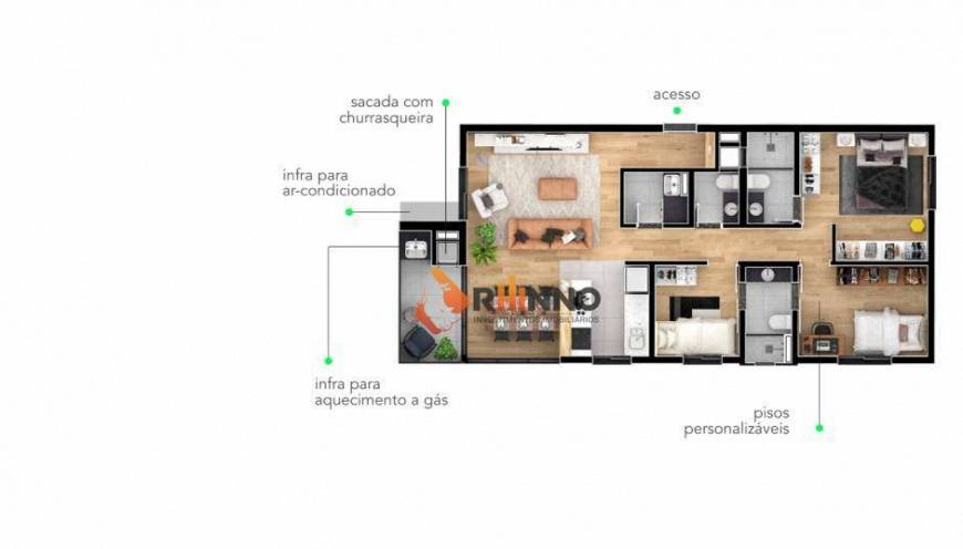 Foto 3 de Apartamento com 3 Quartos à venda, 68m² em Tingui, Curitiba