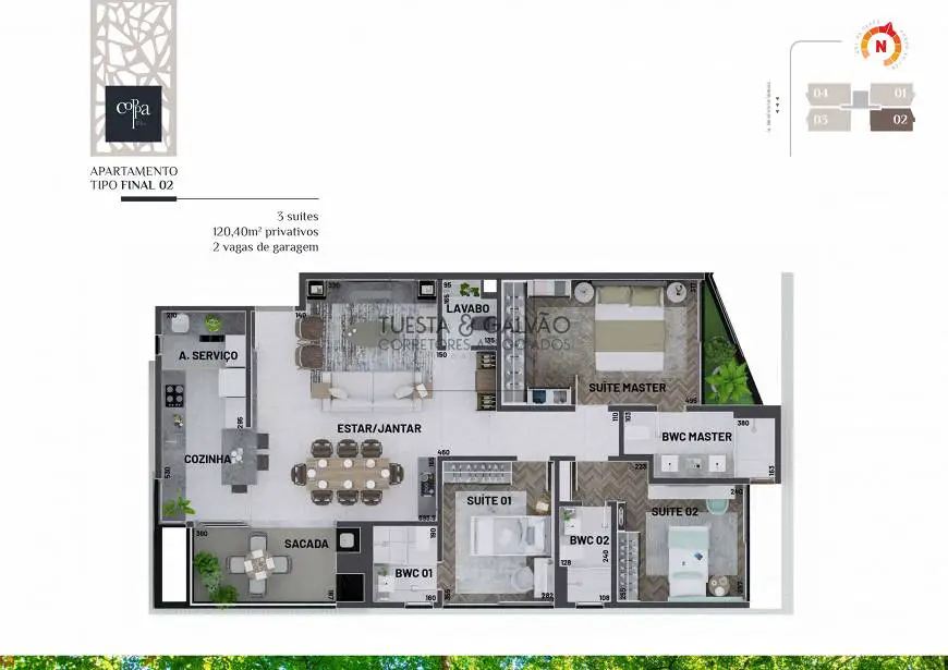 Foto 4 de Apartamento com 3 Quartos à venda, 120m² em Mercês, Curitiba