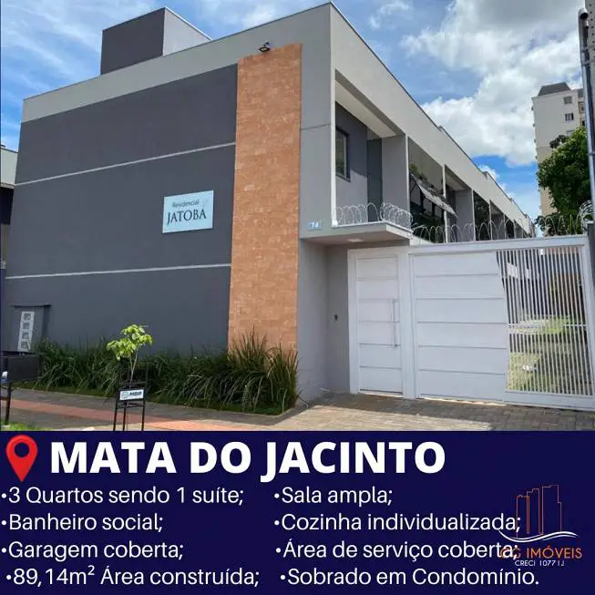 Foto 1 de Sobrado com 3 Quartos à venda, 89m² em Mata do Jacinto, Campo Grande