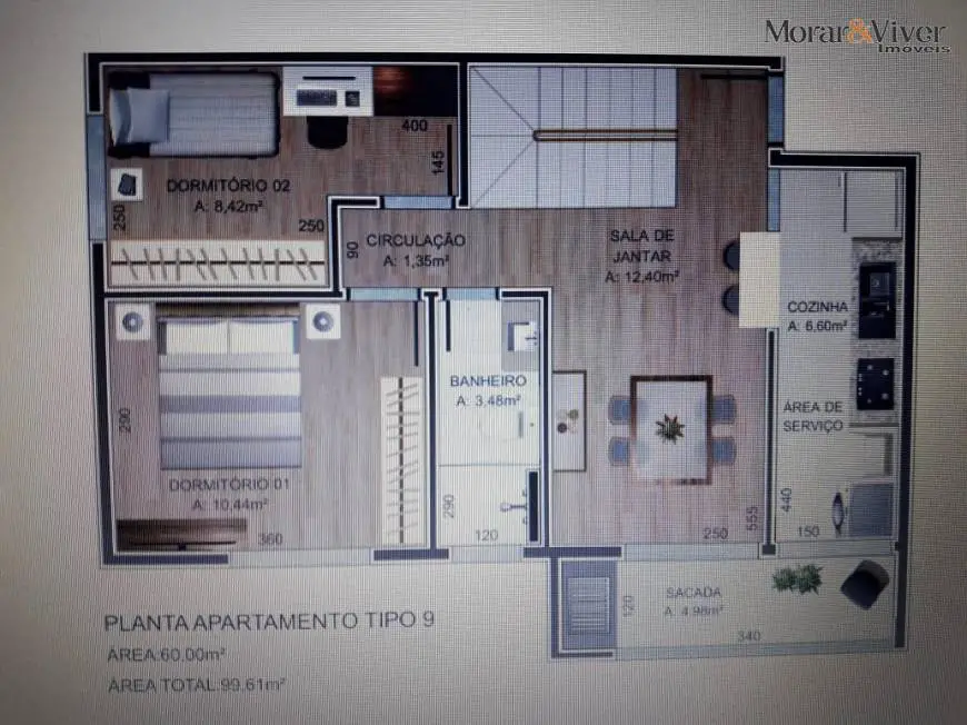 Foto 3 de Apartamento com 1 Quarto à venda, 42m² em Vargem Grande, Pinhais