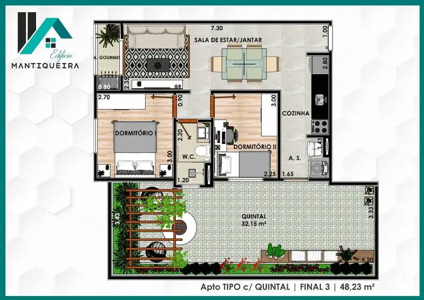 Foto 4 de Apartamento com 2 Quartos à venda, 49m² em Parque Vera Cruz, Tremembé
