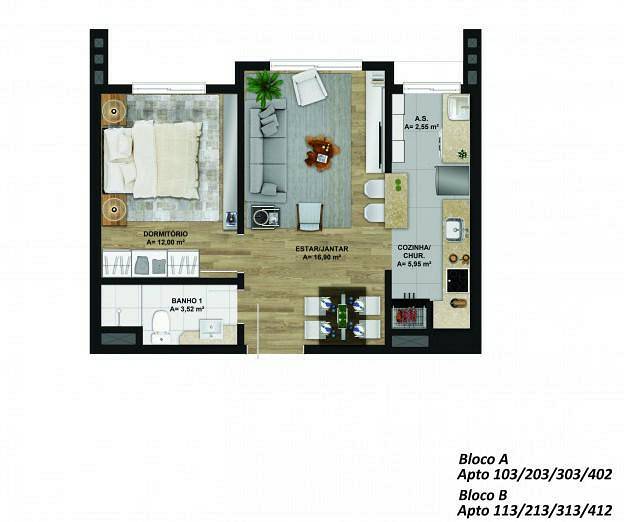 Foto 3 de Apartamento com 1 Quarto à venda, 62m² em Bavária, Gramado