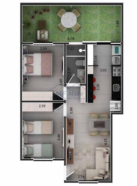 Foto 2 de Apartamento com 2 Quartos à venda, 50m² em Vila Santa Terezinha, Pirassununga