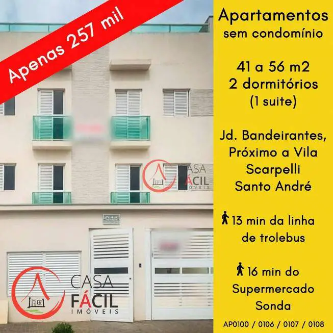 Foto 1 de Apartamento com 2 Quartos à venda, 41m² em Parque Bandeirante, Santo André