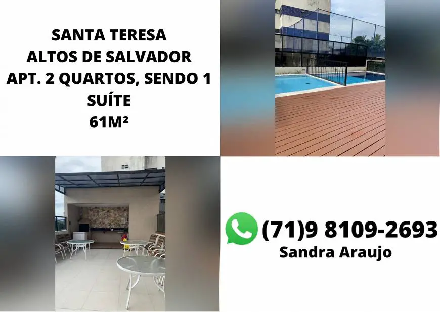 Foto 1 de Apartamento com 2 Quartos à venda, 61m² em Santa Teresa, Salvador