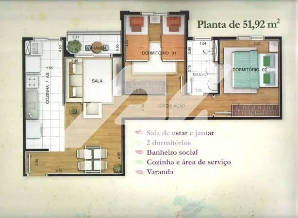 Foto 2 de Apartamento com 2 Quartos à venda, 51m² em Vila Satúrnia, Campinas