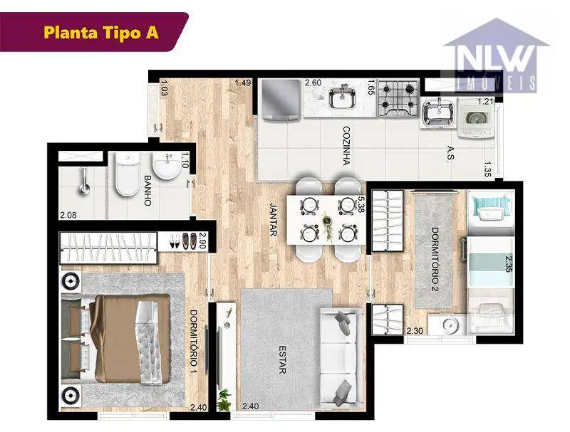 Foto 1 de Apartamento com 2 Quartos à venda, 37m² em Cidade A E Carvalho, São Paulo