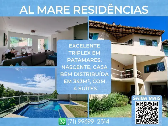 Foto 1 de Casa de Condomínio com 4 Quartos à venda, 343m² em Patamares, Salvador