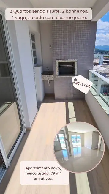Foto 3 de Apartamento com 2 Quartos à venda, 79m² em Kobrasol, São José