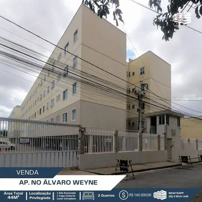 Foto 2 de Apartamento com 2 Quartos à venda, 44m² em Álvaro Weyne, Fortaleza